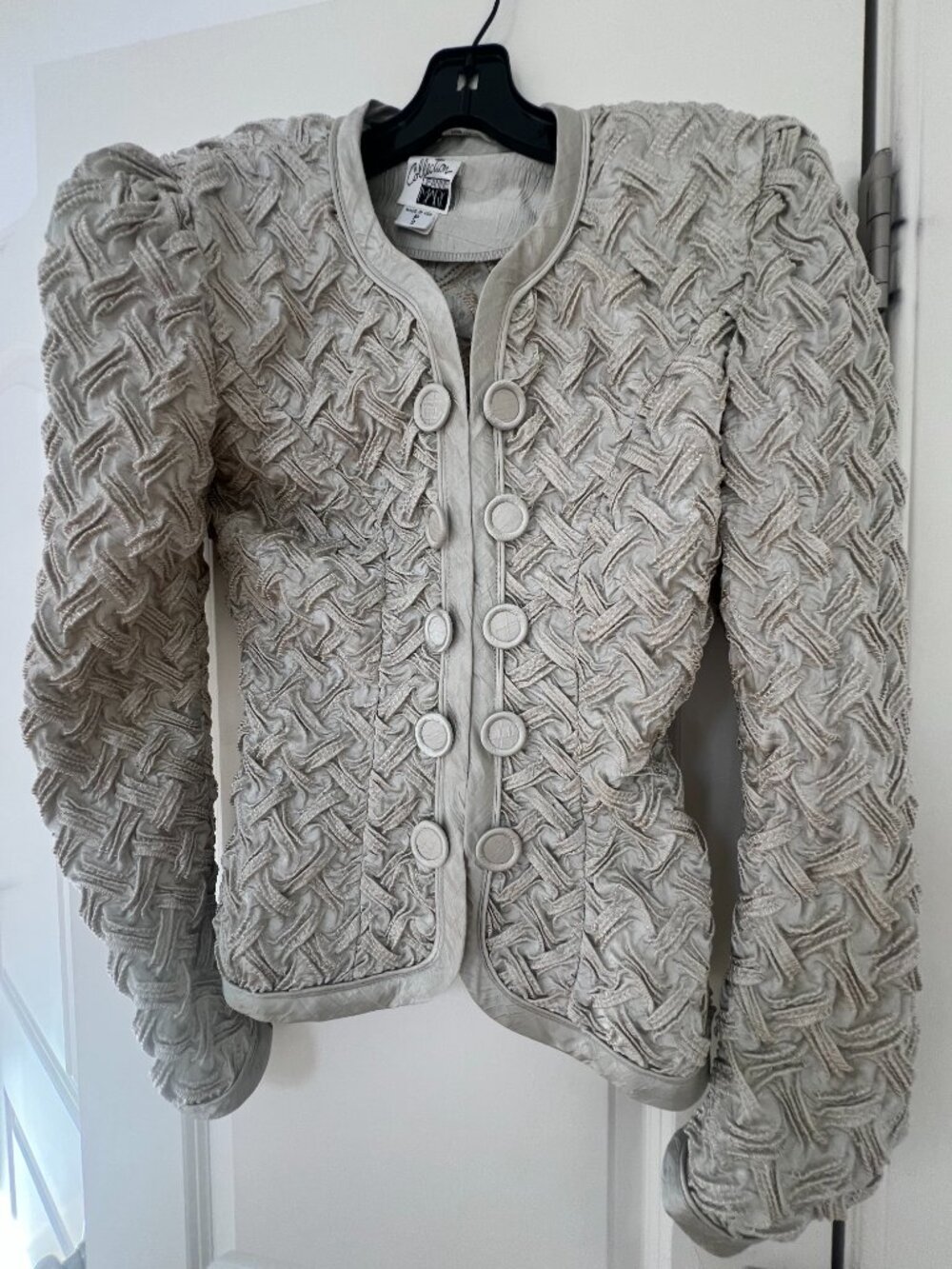 NWT Jeanne Marc Basketweave Cardigan Jkt - Seafoam Yoryu Silk - Sz-P2 - $520 - Picture 8 of 9